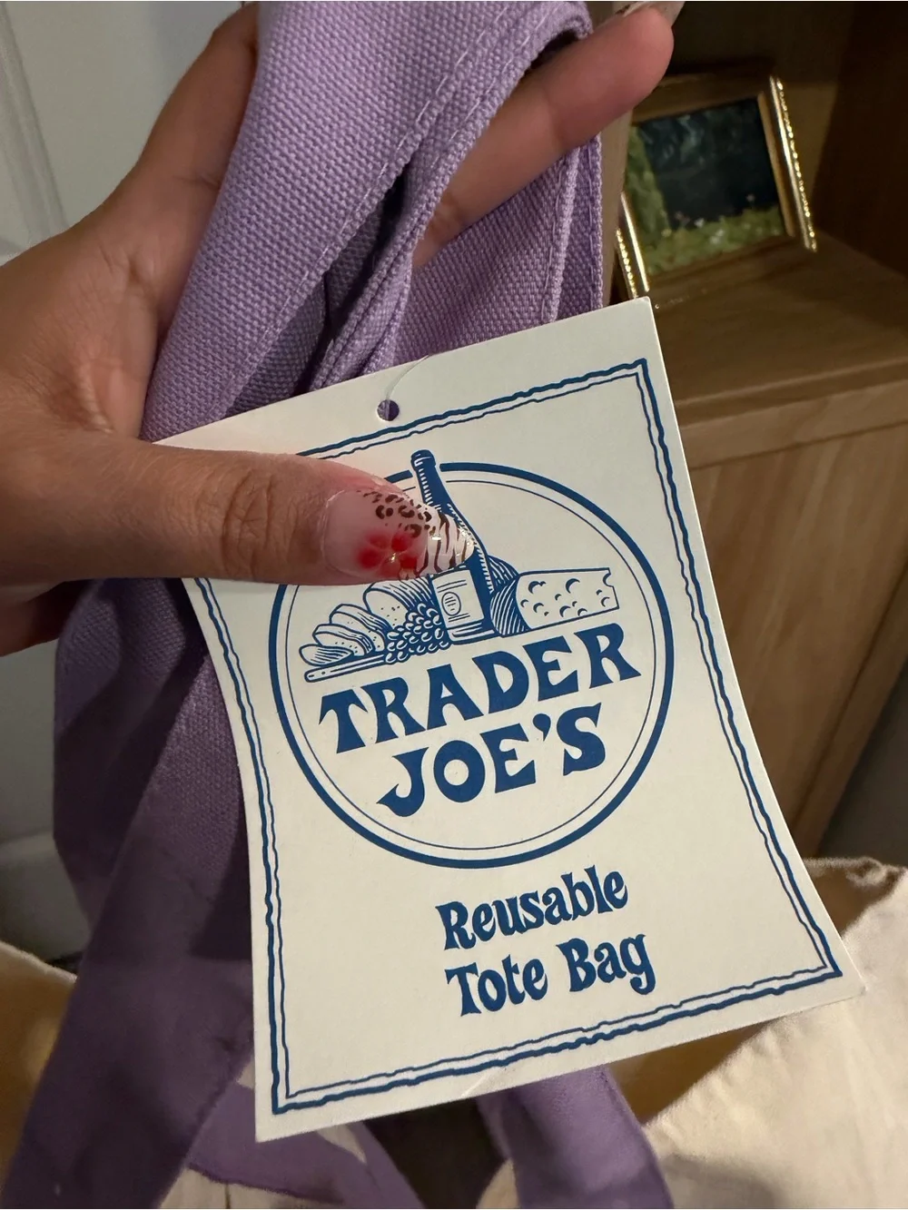 Trader Joe’s purple tote bag